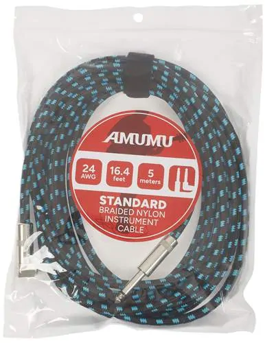 AMUMU Woven Instrument Cable Blue Angled 5 m