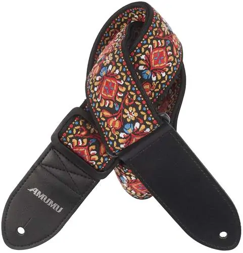 AMUMU Vintage Embroidery Red Cotton Strap