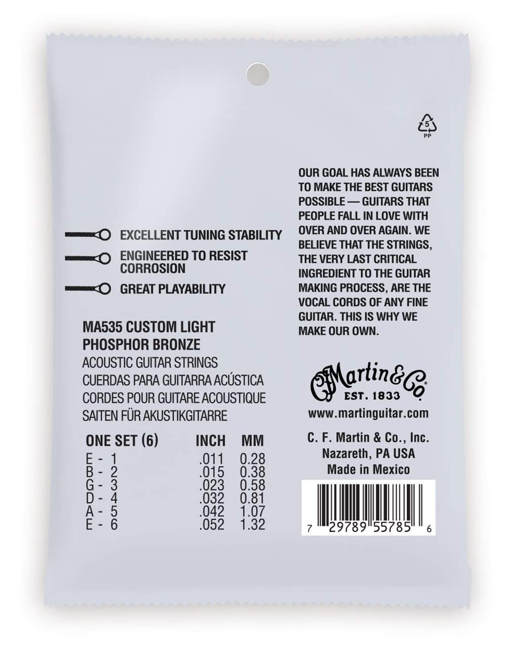 MARTIN MA535 Authentic SP 92/8 Phosphor Bronze Custom Light