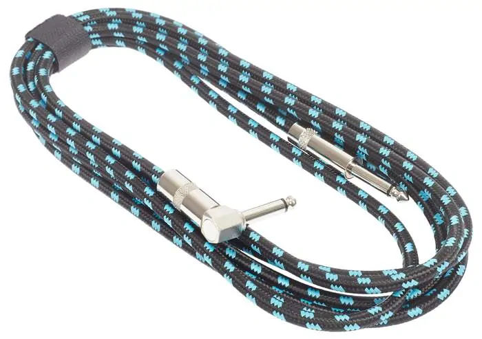 AMUMU Woven Instrument Cable Blue Angled 3 m