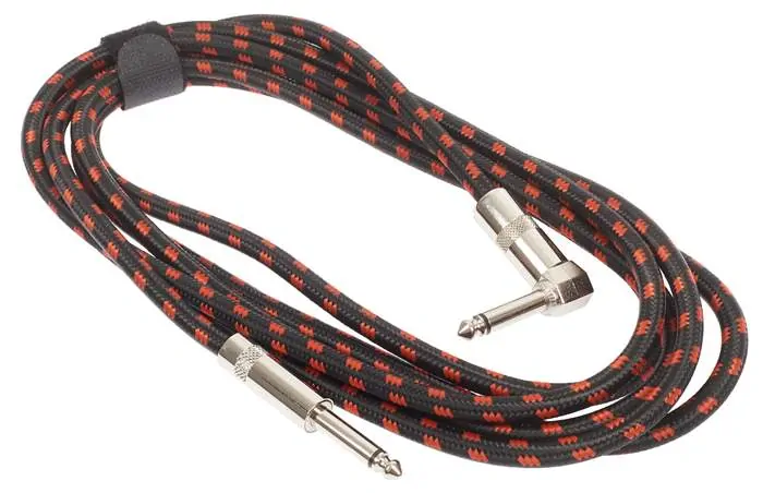 AMUMU Woven Instrument Cable Red Angled 3 m