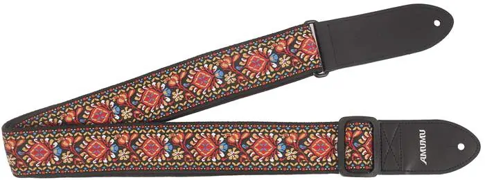 AMUMU Vintage Embroidery Red Cotton Strap