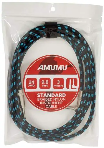AMUMU Woven Instrument Cable Blue Angled 3 m