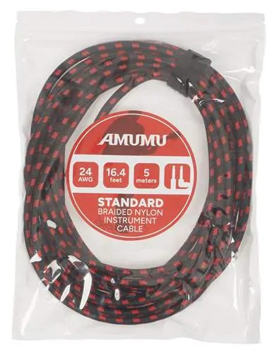 AMUMU Woven Instrument Cable Red Angled 5 m