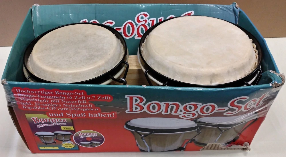 Bongo Set, 6 Zoll/7 Zoll Birkenholz mit Lernbuch und Karaoke CD, stimmbar