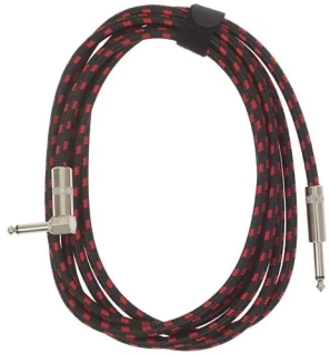 AMUMU Woven Instrument Cable Red Angled 3 m